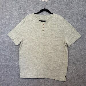 Lucky Brand Shirt Mens XL Green Short Sleeve Henley Tshirt Burnout Casual